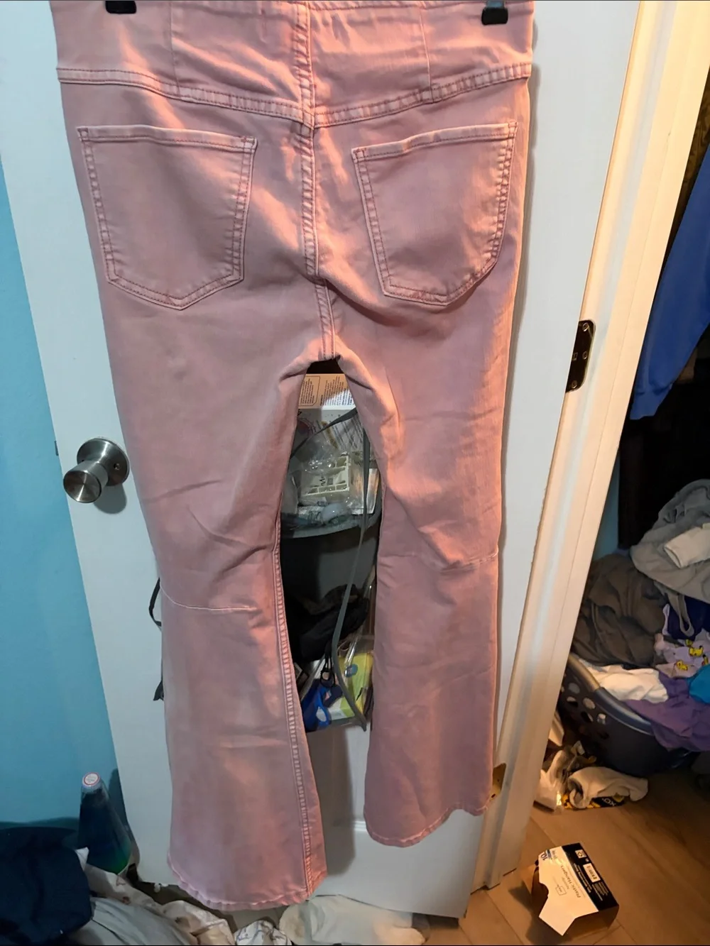 Free People We The Free Penny Pull-On Flare Jeans Clay Rose Pink